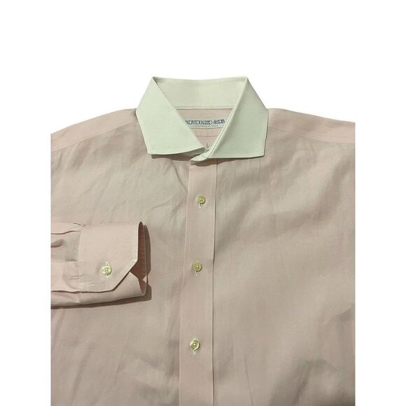 INDIVIDUALIZED SHIRTS Dress Shirt Pink White Contrast Collar Spread Size 16 - Picture 7 of 12